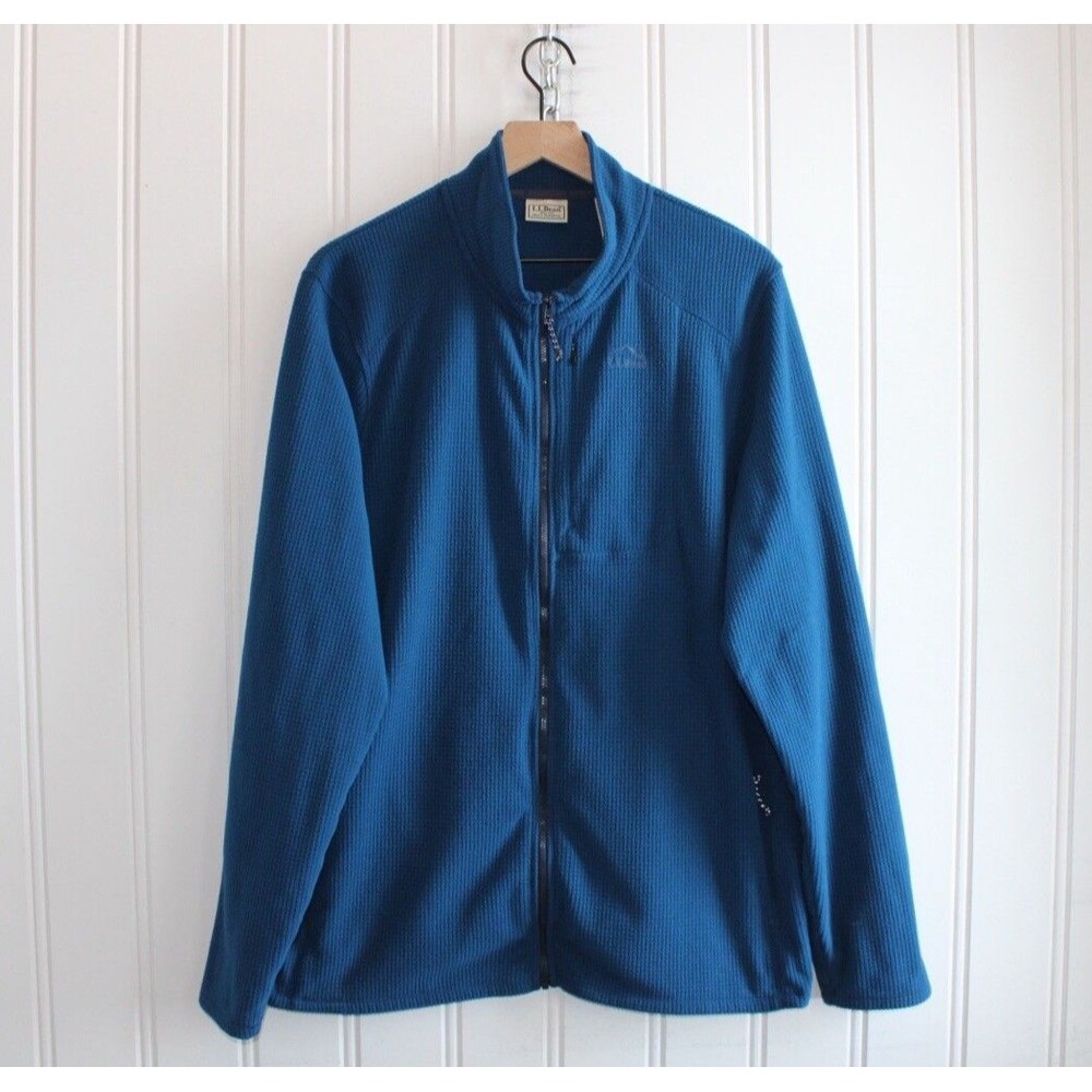 L.L. Bean Pathfinder Performance Fleece Jacket Full Zip‎ Blue Mens Size LG Tall